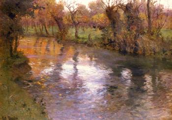 Frits Thaulow : An Orchard On The Banks Of A River